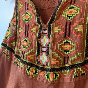 Anthropologie Embroidered Boho Tank